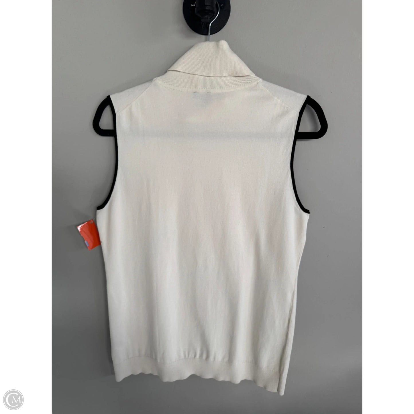 Vest Sweater By Talbots In Black & Cream, Size: L