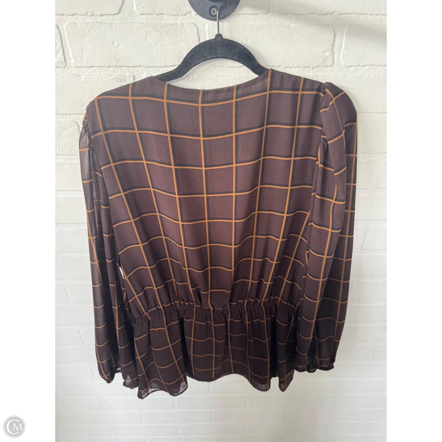 Top Long Sleeve By Calvin Klein In Brown, Size: L
