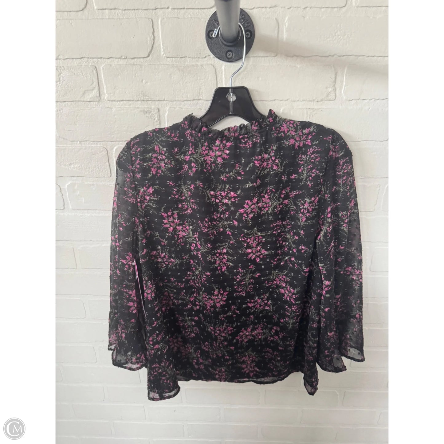 Top Long Sleeve By Cece In Black & Pink, Size: M