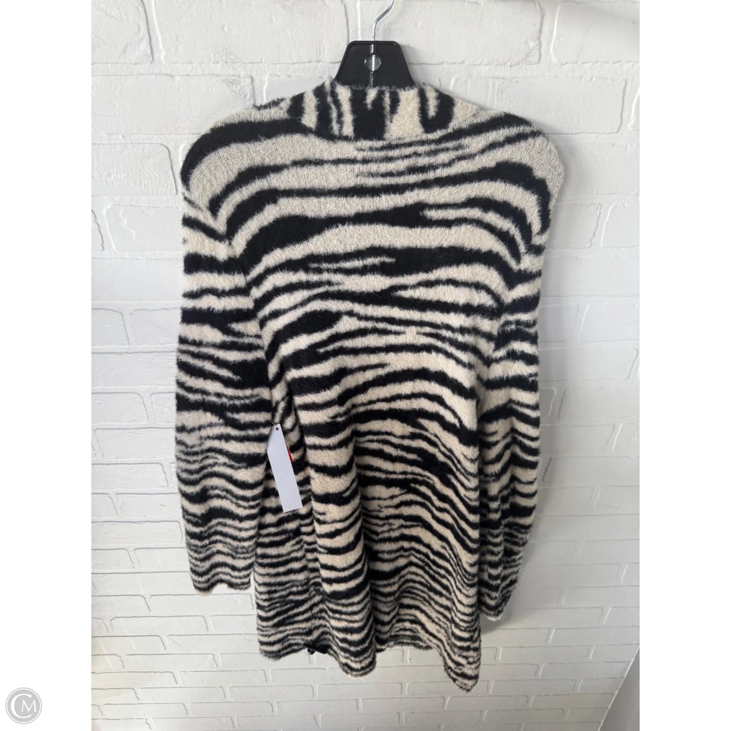 Sweater Cardigan By Loft In Black & Cream, Size: Xl