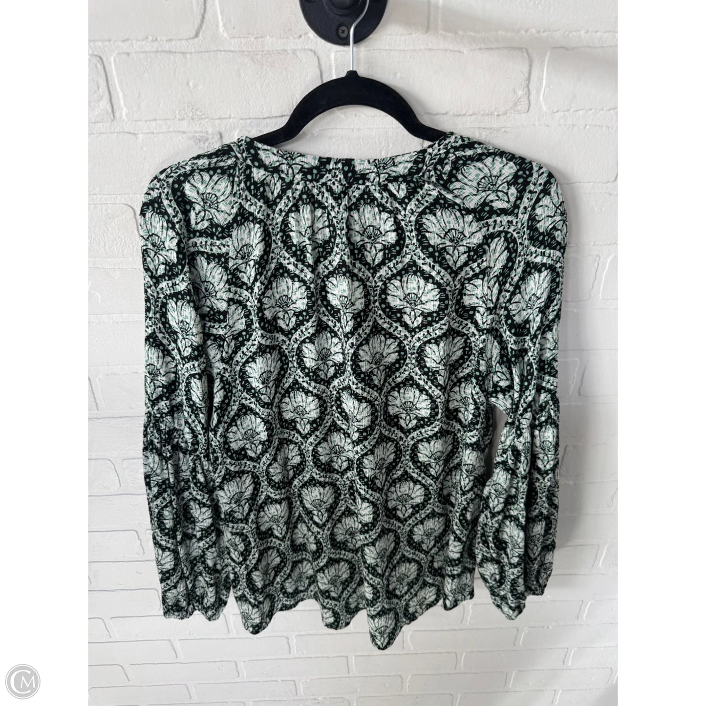 Top Long Sleeve By White House Black Market In Black & Green, Size: M
