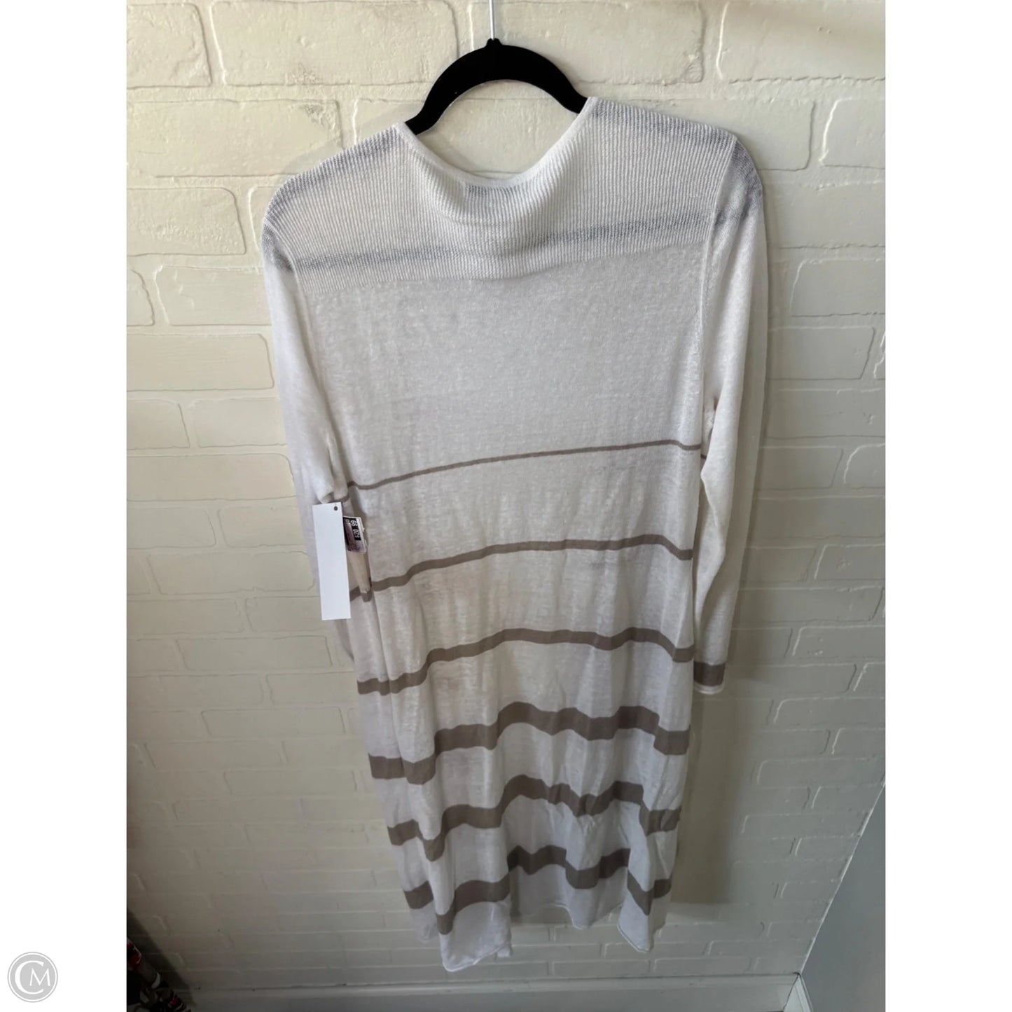 Sweater Cardigan By Cabi In Tan & White, Size: L