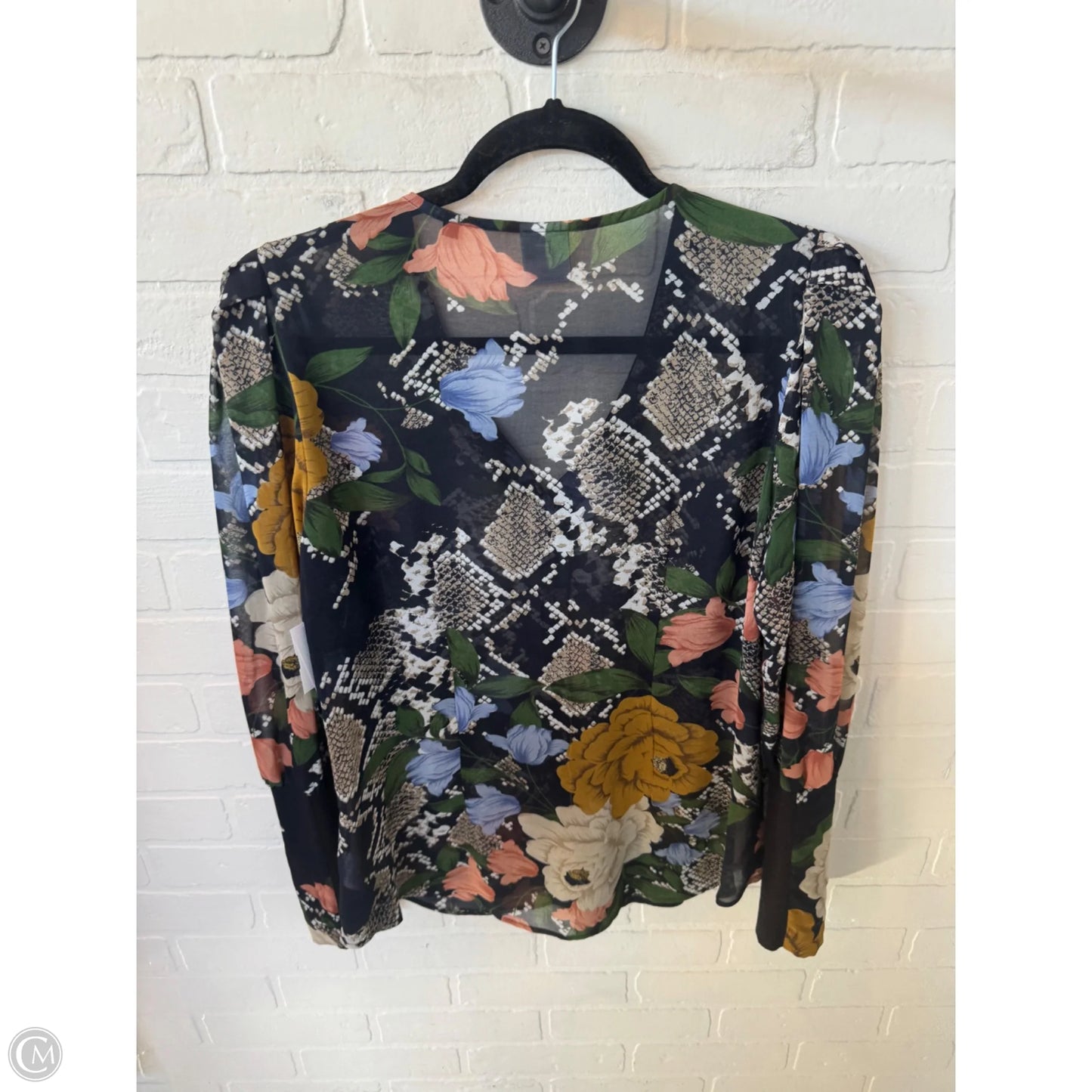 Top Long Sleeve By Cabi In Black & Blue, Size: M