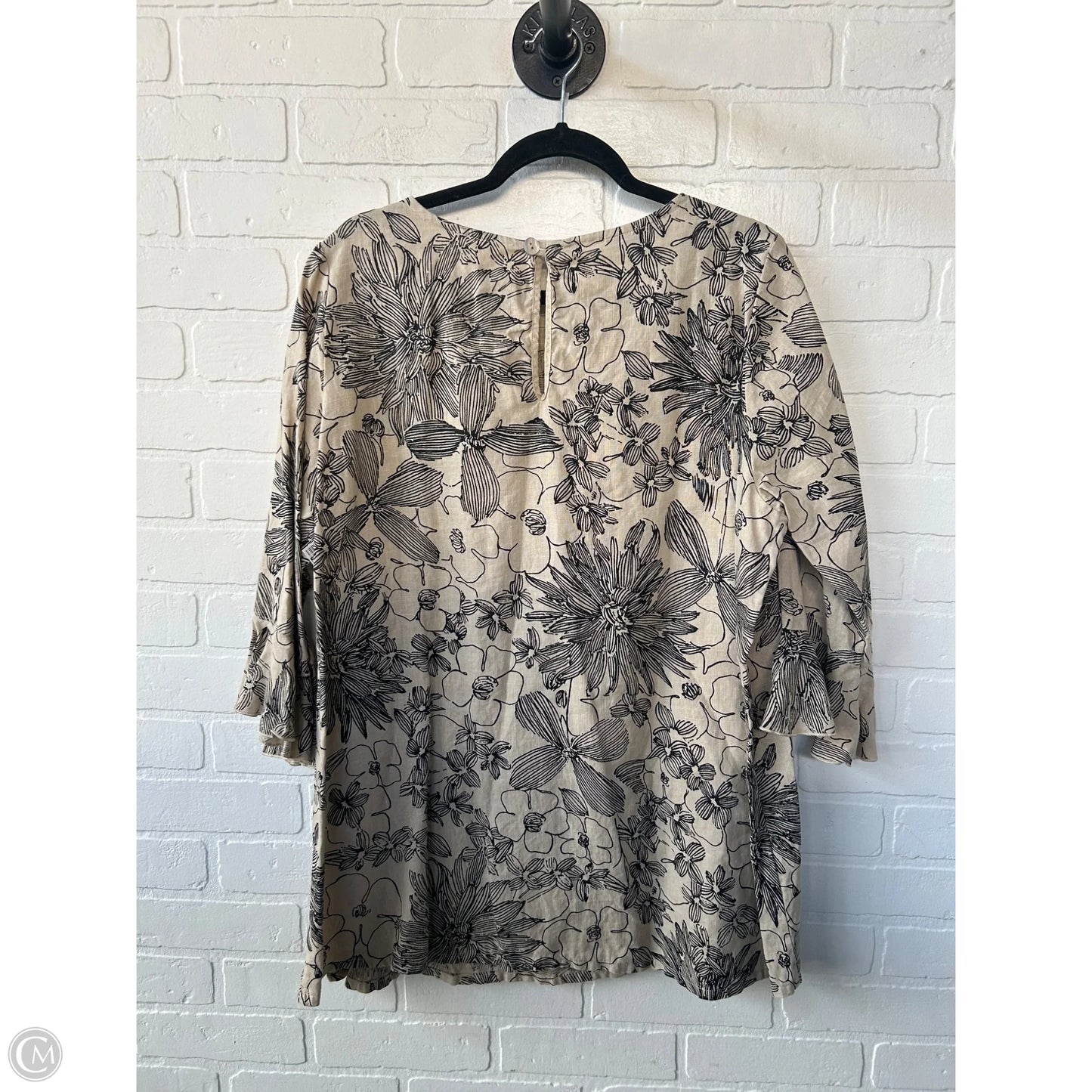 Tunic 3/4 Sleeve By Bryn Walker In Black & Tan, Size: L