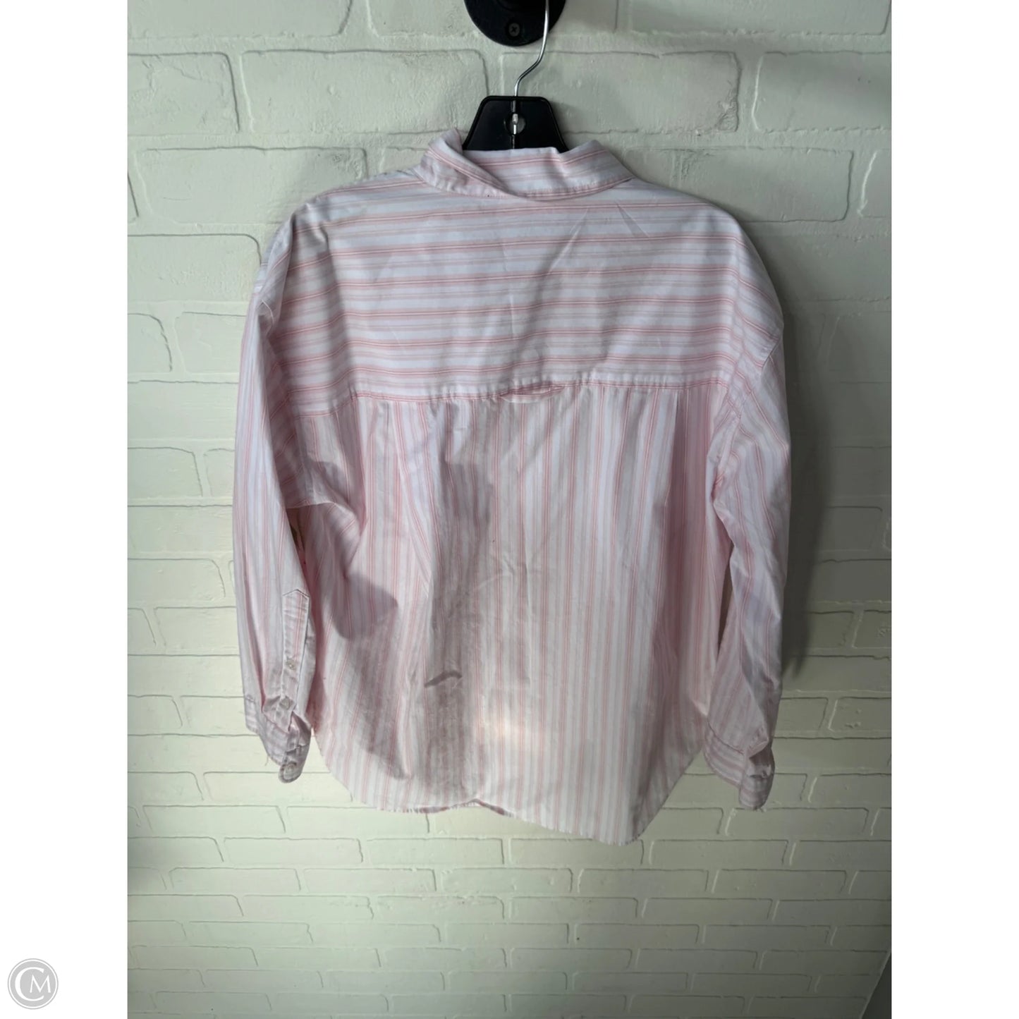 Top Long Sleeve By Gloria Vanderbilt In Pink & White, Size: M