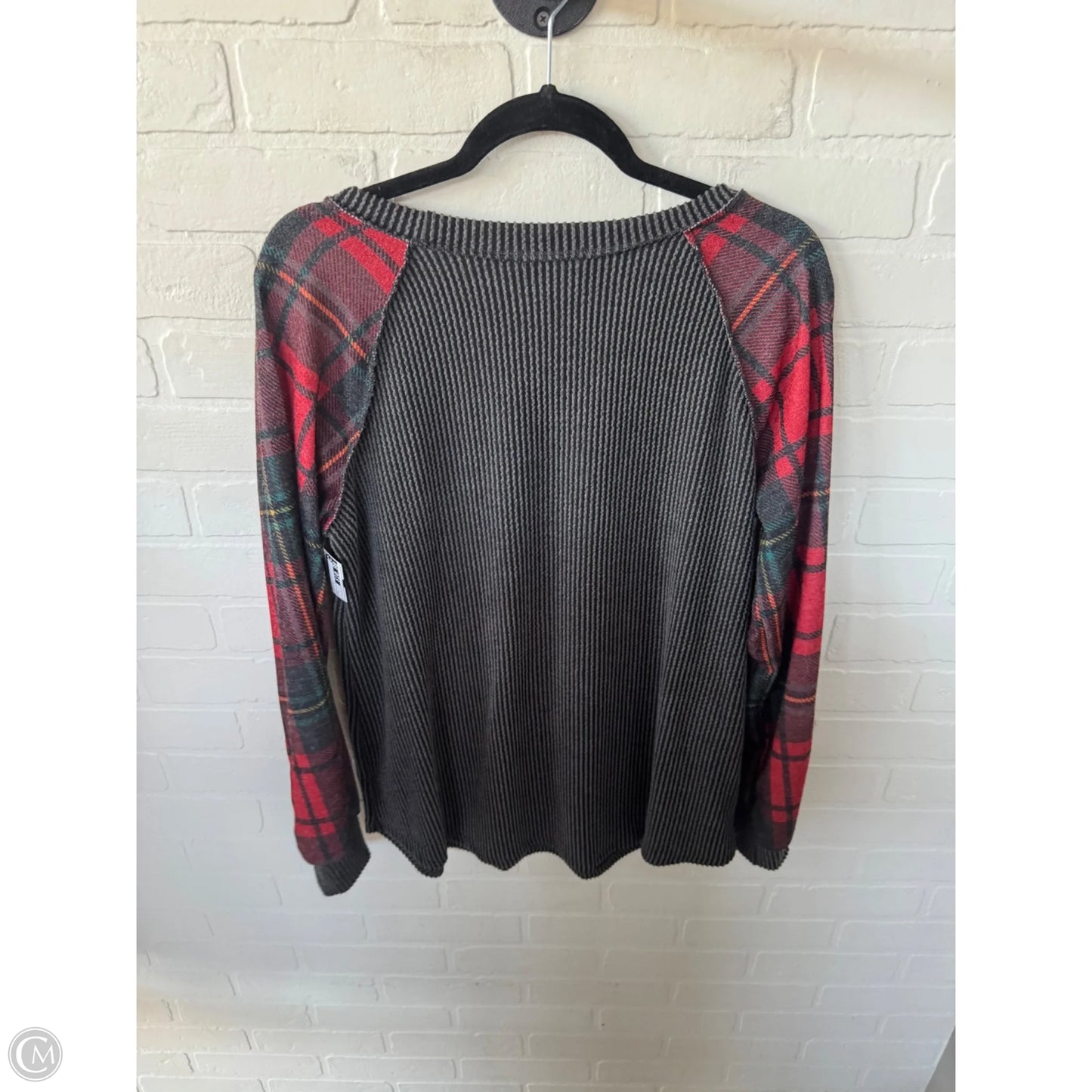 Top Long Sleeve By Heimish Usa In Grey & Red, Size: L