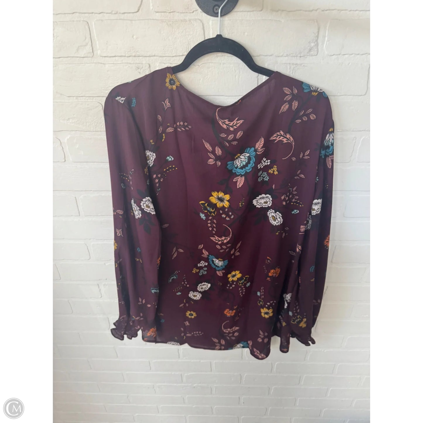 Top Long Sleeve By Maurices In Maroon, Size: Xxl