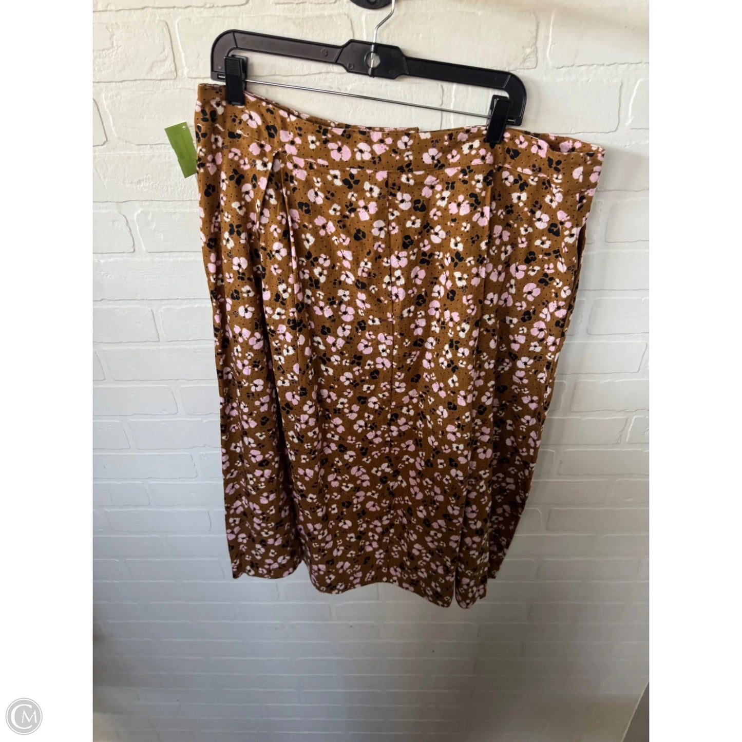 Skirt Midi By Who What Wear In Brown & Pink, Size: 16