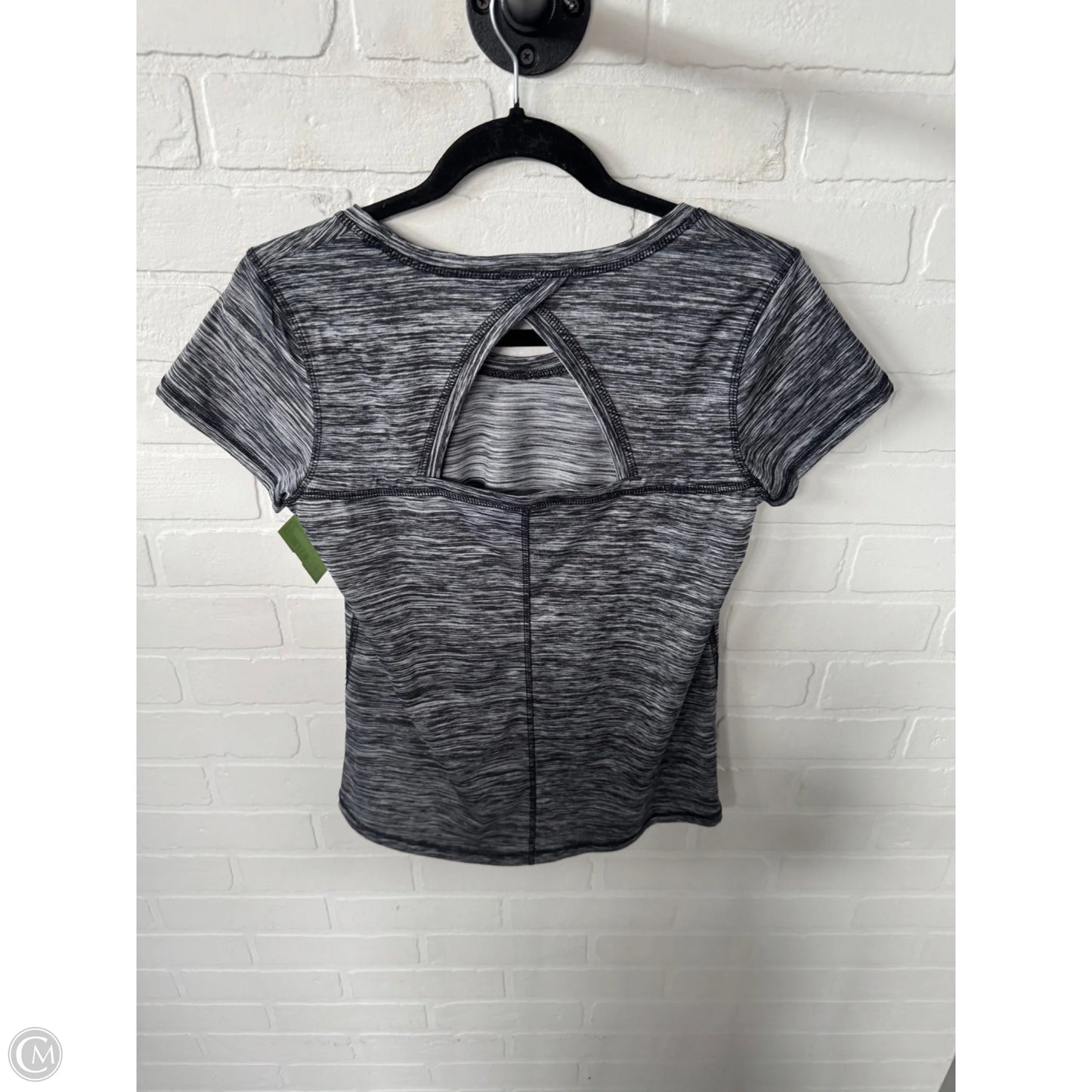 Athletic Top Short Sleeve By Skechers In Black & Grey, Size: M
