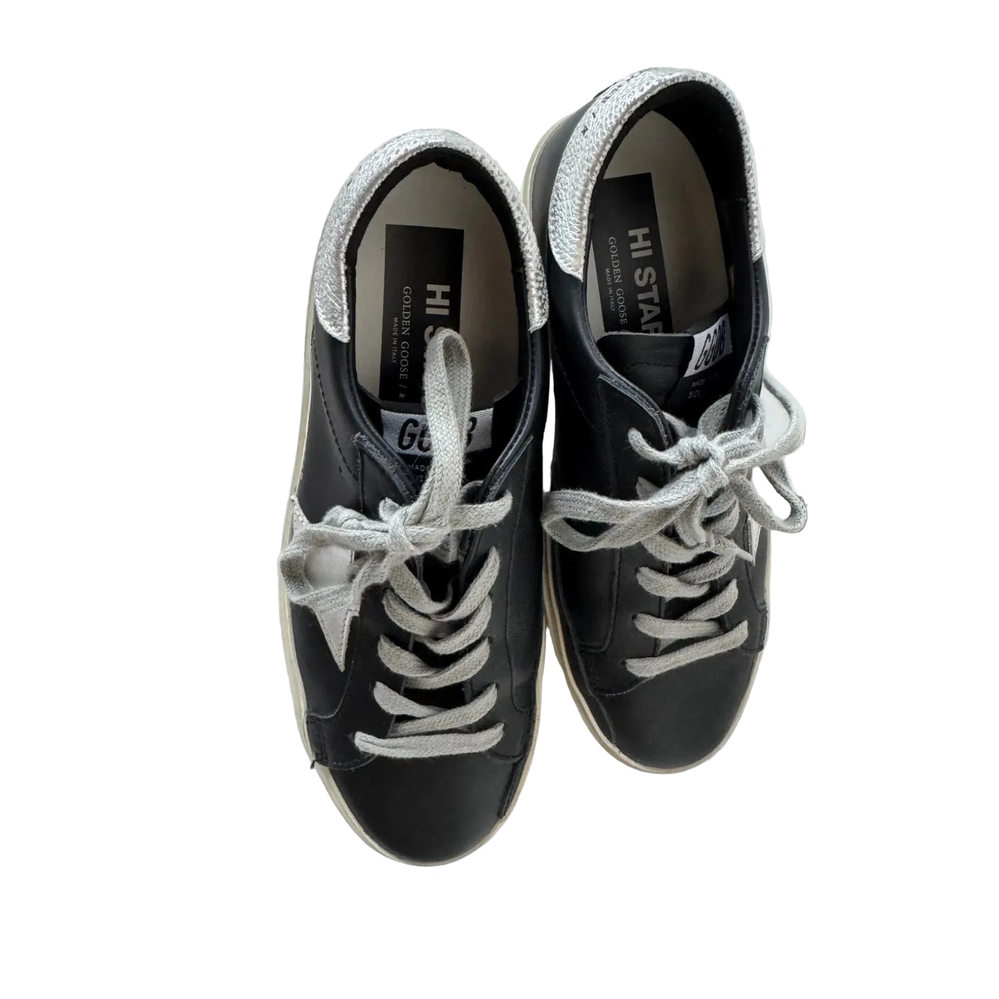 Shoes Luxury Designer By Golden Goose In Black & Silver, Size: 6.5