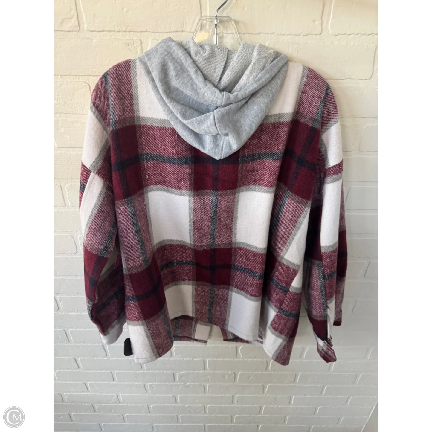 Jacket Shirt By Coco And Carmen In Red & White, Size: L