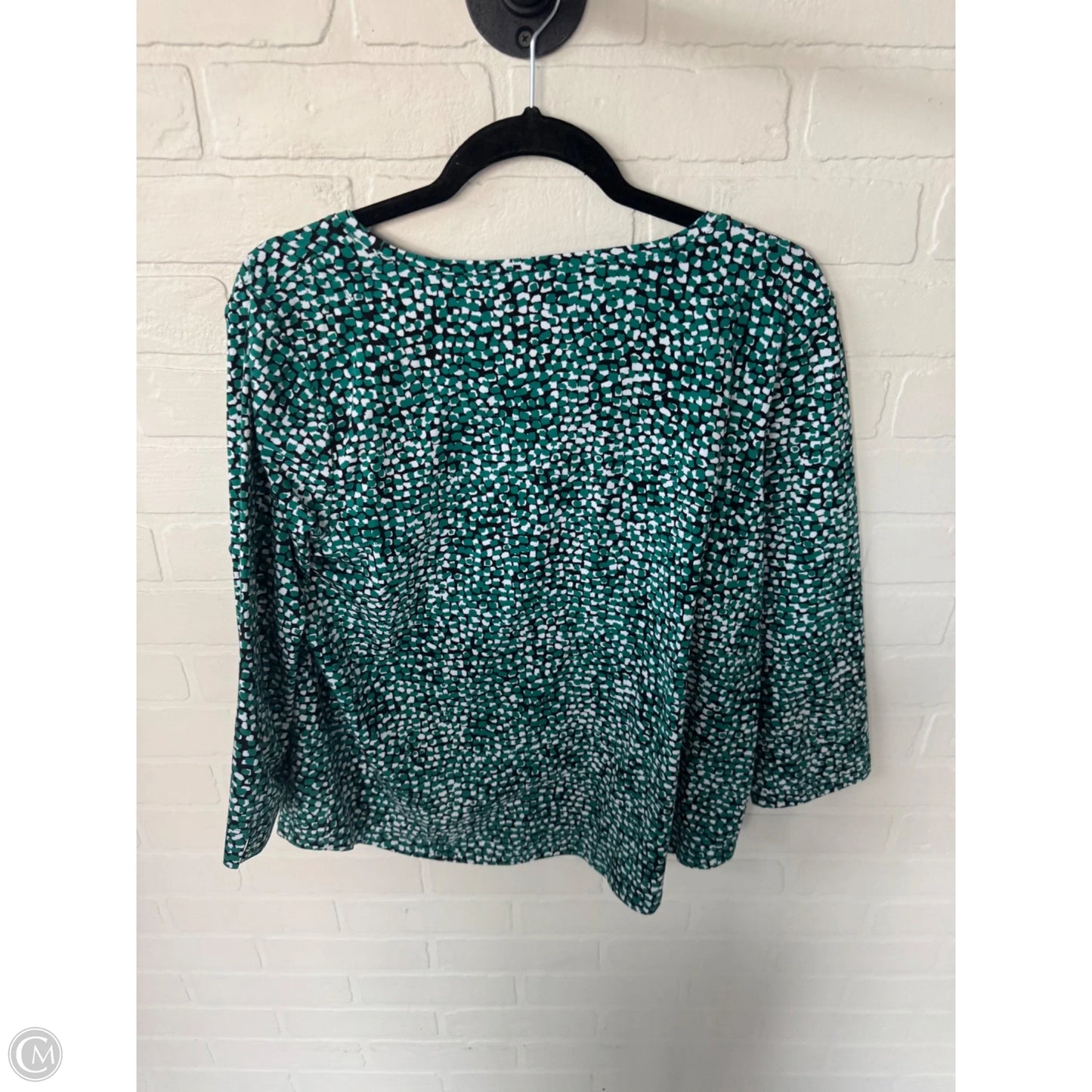 Top Long Sleeve By Chicos In Green & White, Size: L