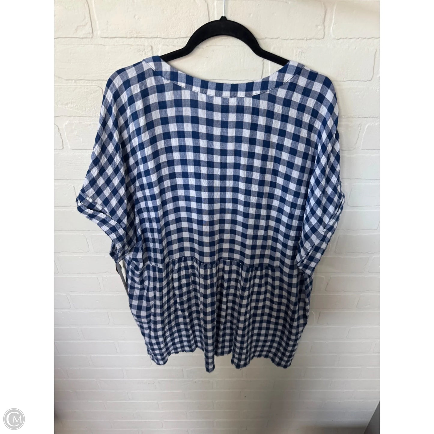 Top Short Sleeve By Jane And Delancey In Blue & White, Size: 1x