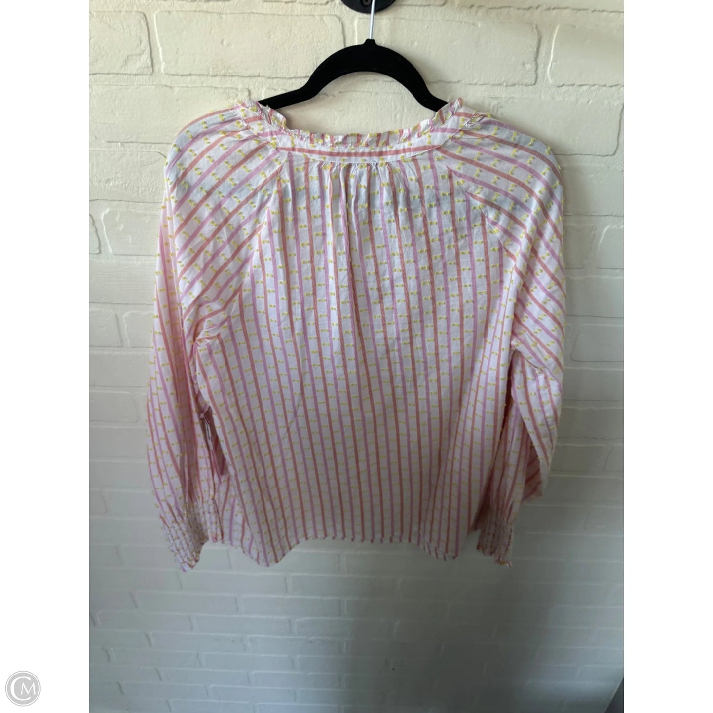 Top Long Sleeve By Talbots In Pink & Yellow, Size: L