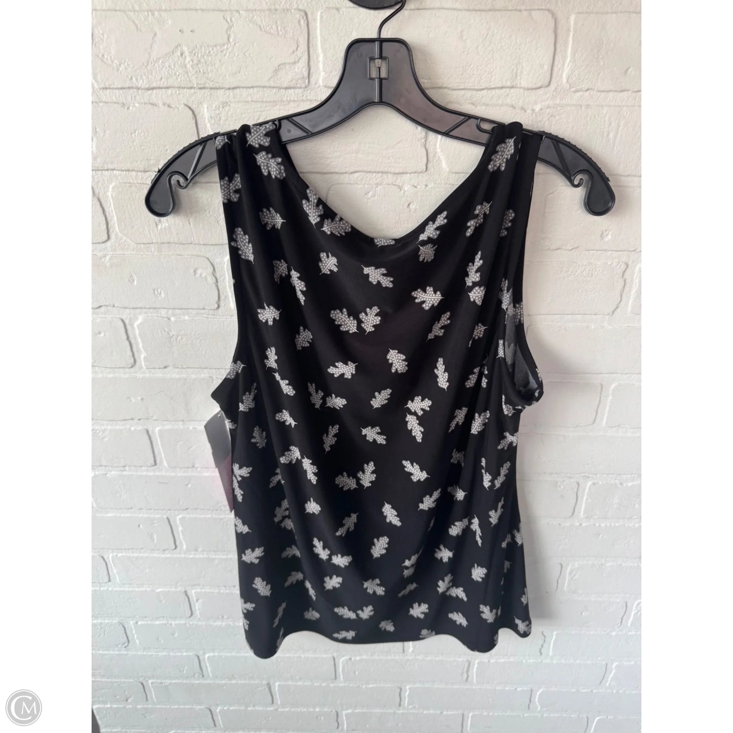 Top Sleeveless By Anne Klein In Black & Cream, Size: L