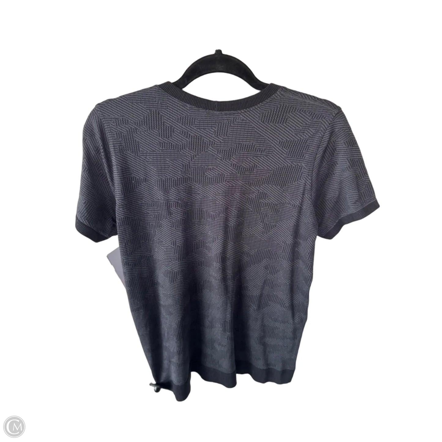 Athletic Top Short Sleeve By Lululemon In Black & Grey, Size: M