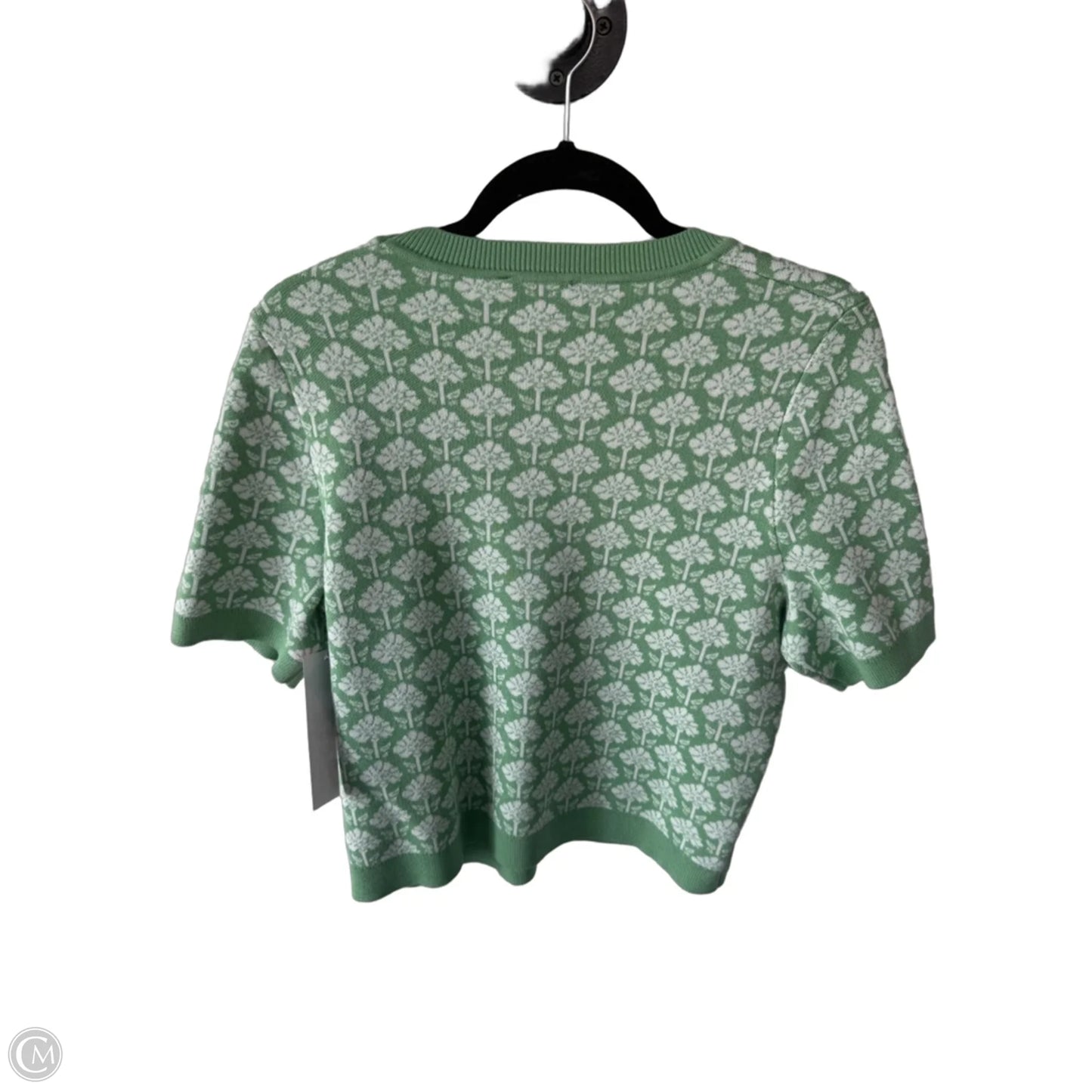 Sweater Short Sleeve By Adrianna Papell In Green & White, Size: S