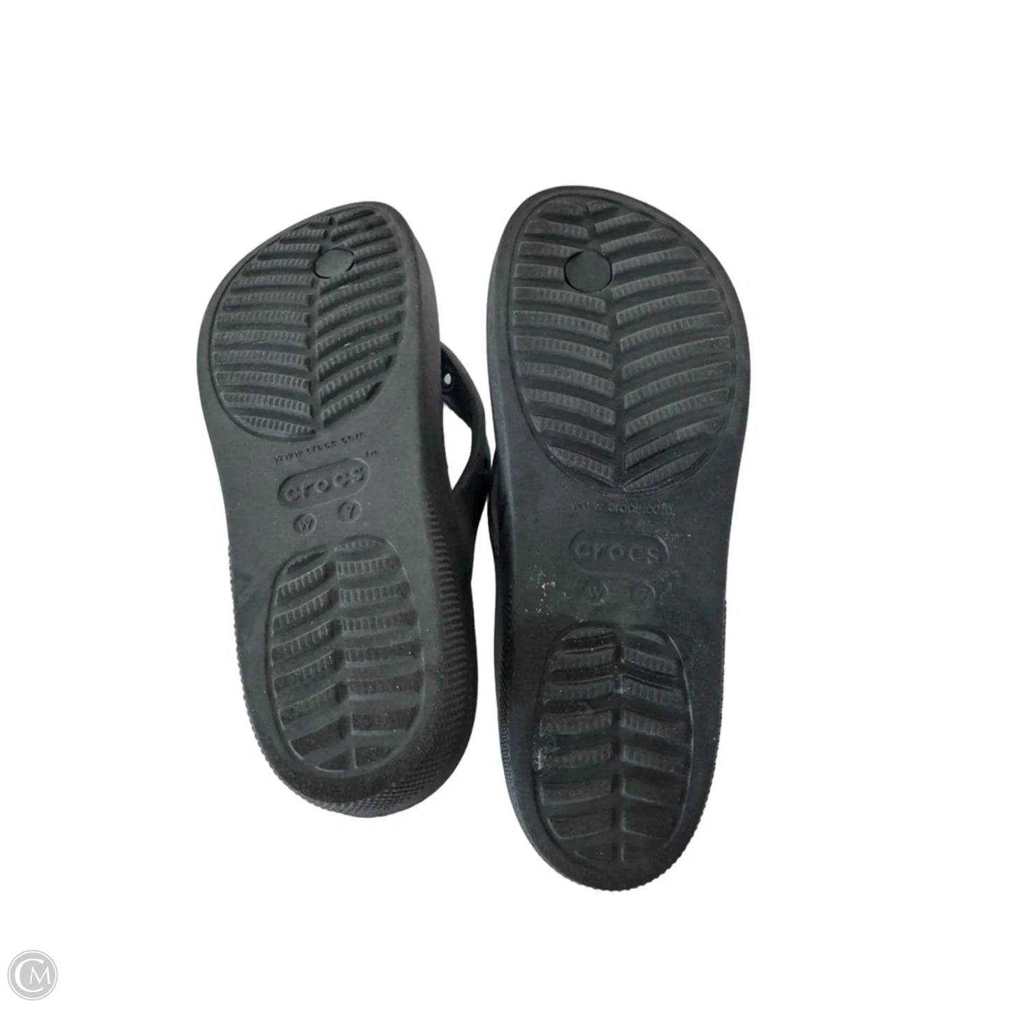 Sandals Flip Flops By Crocs In Black, Size: 7