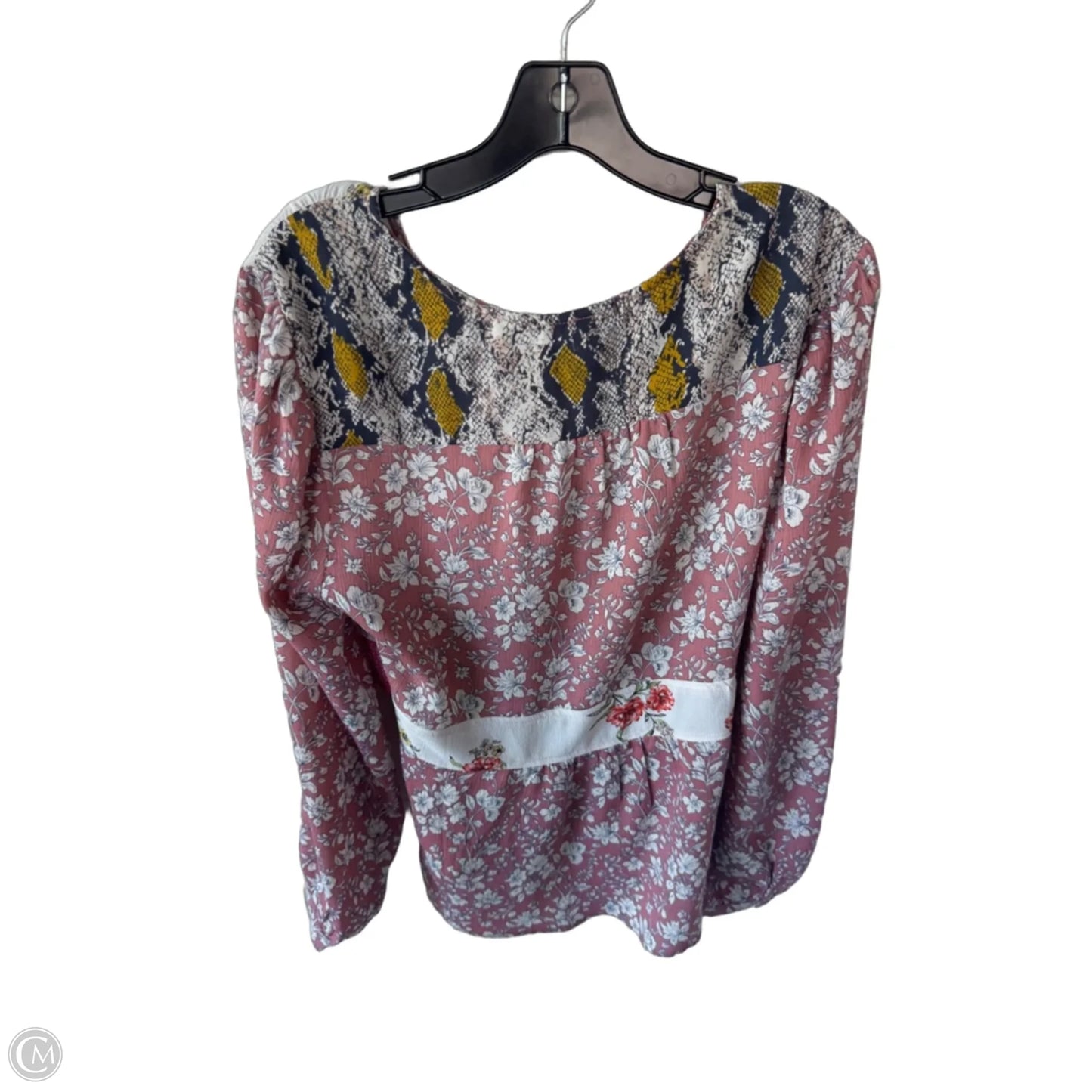 Top Long Sleeve By Gimmicks In Cream & Pink, Size: L