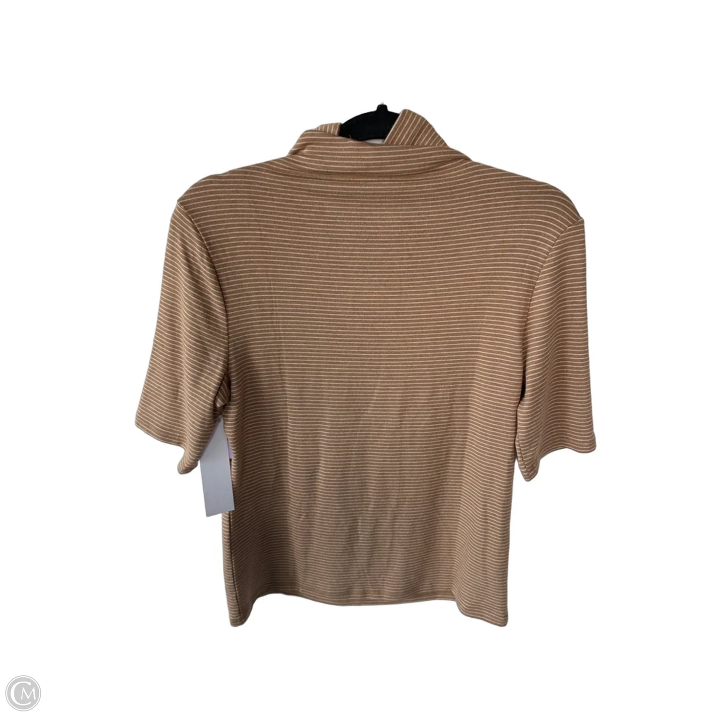 Sweater Short Sleeve By Banana Republic In Tan & White, Size: M