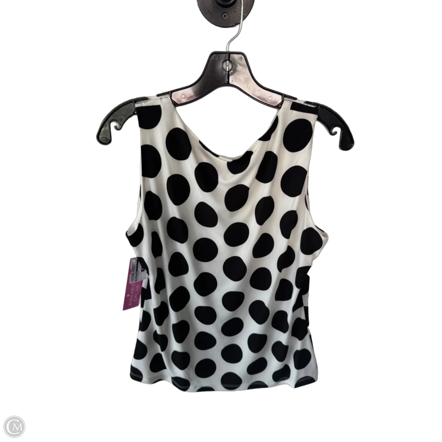 Top Sleeveless By Calvin Klein In Black & White, Size: L