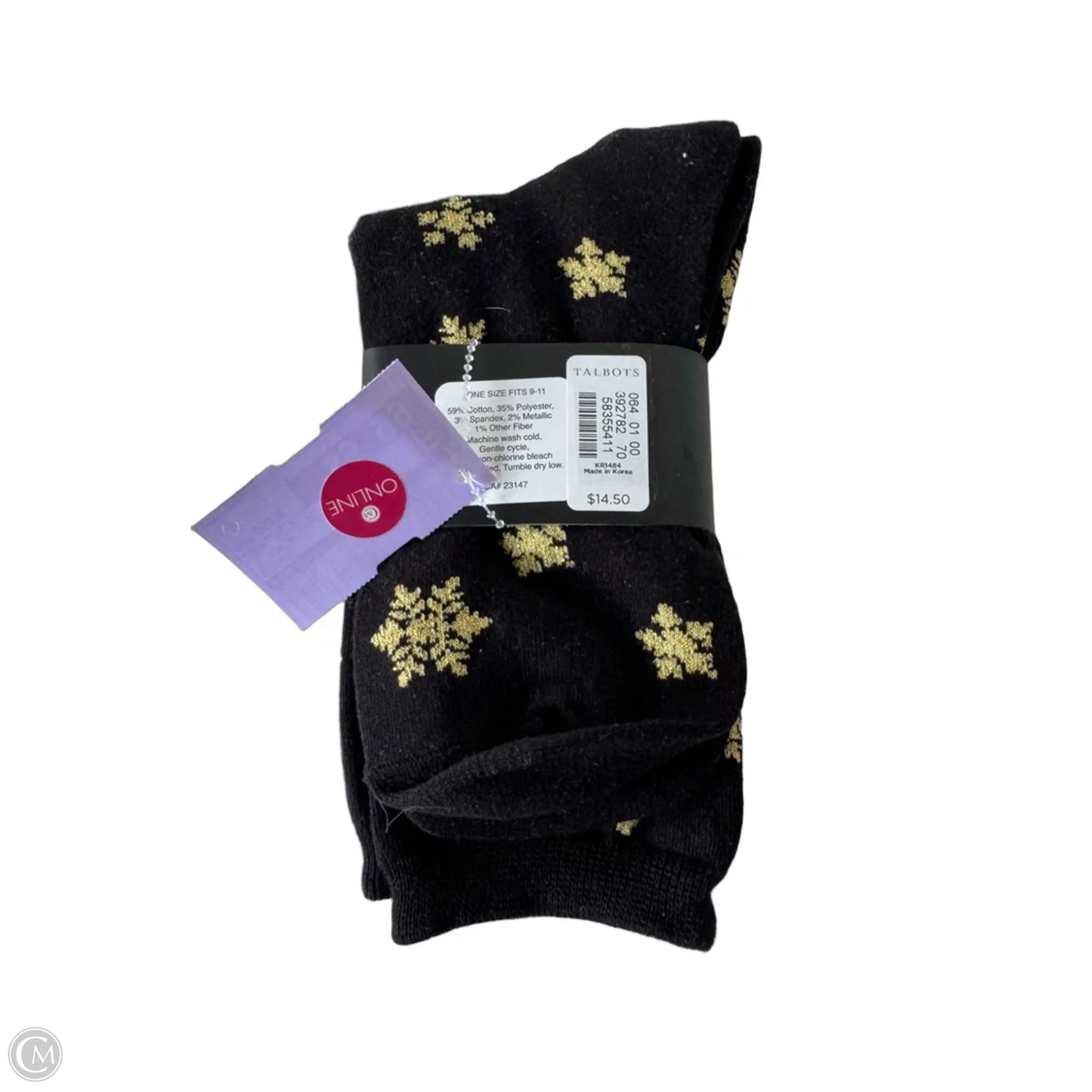 Socks By Talbots In Black & Gold, Size: Osfm