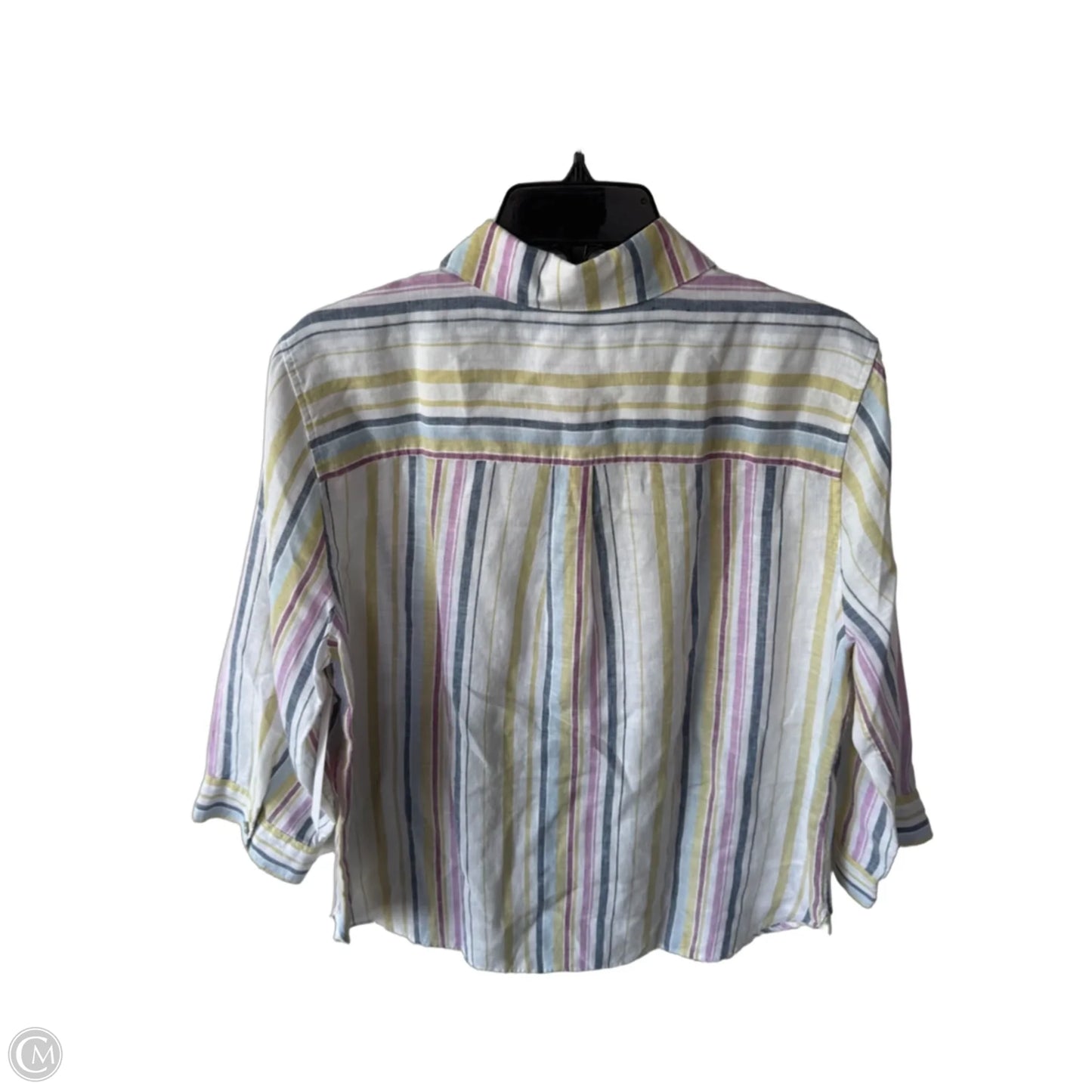 Top 3/4 Sleeve By Chicos In Blue & White, Size: L