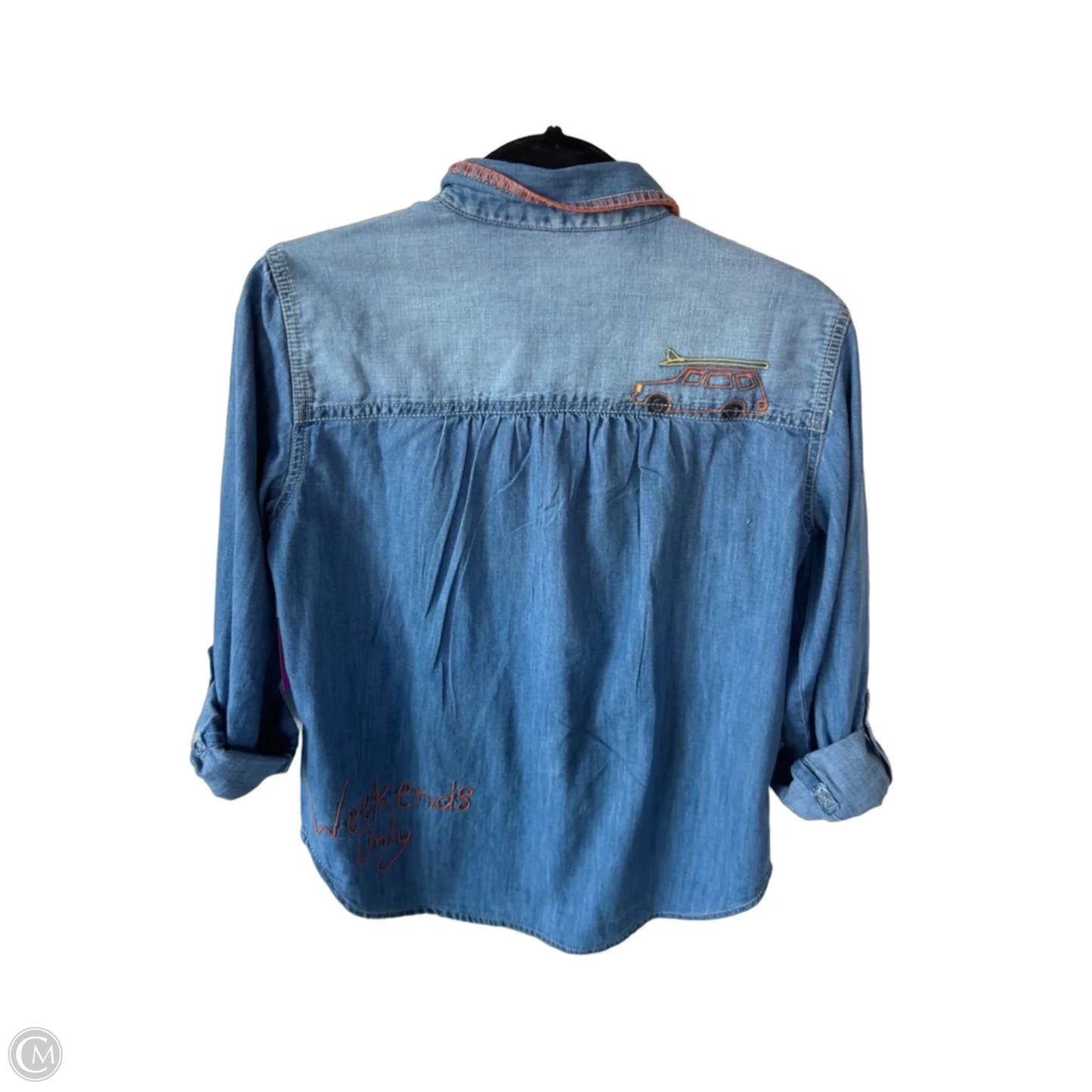 Top Long Sleeve By Pilcro In Blue Denim, Size: S