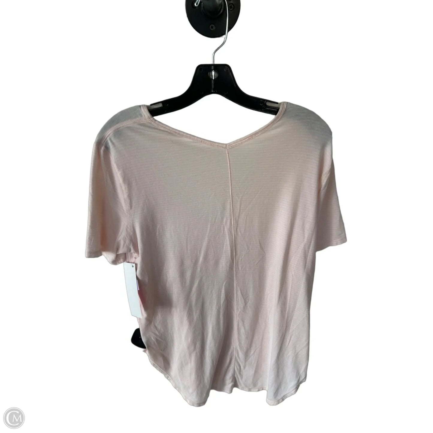 Athletic Top Short Sleeve By Lululemon In Pink & White, Size: M