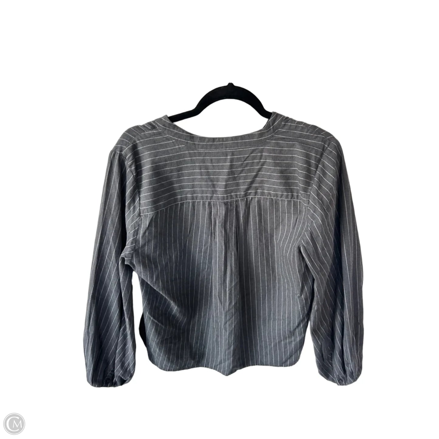 Top Long Sleeve By Madewell In Grey & White, Size: L