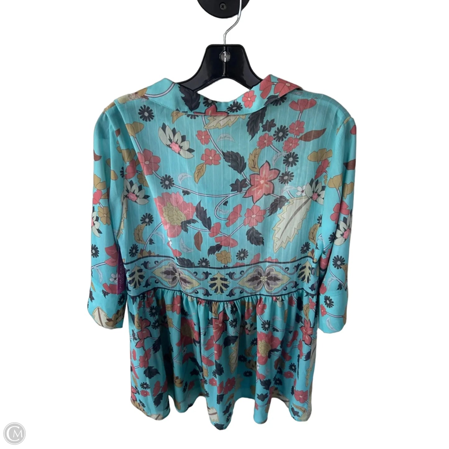 Tunic 3/4 Sleeve By Clothes Mentor In Blue, Size: S