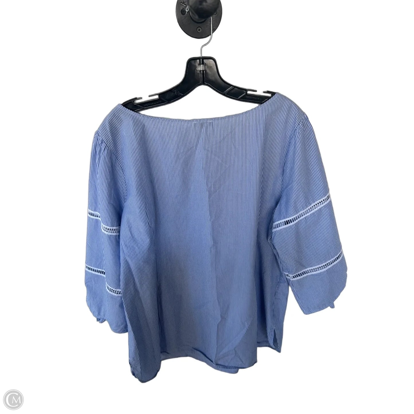 Top Long Sleeve By Talbots In Blue & White, Size: 2x