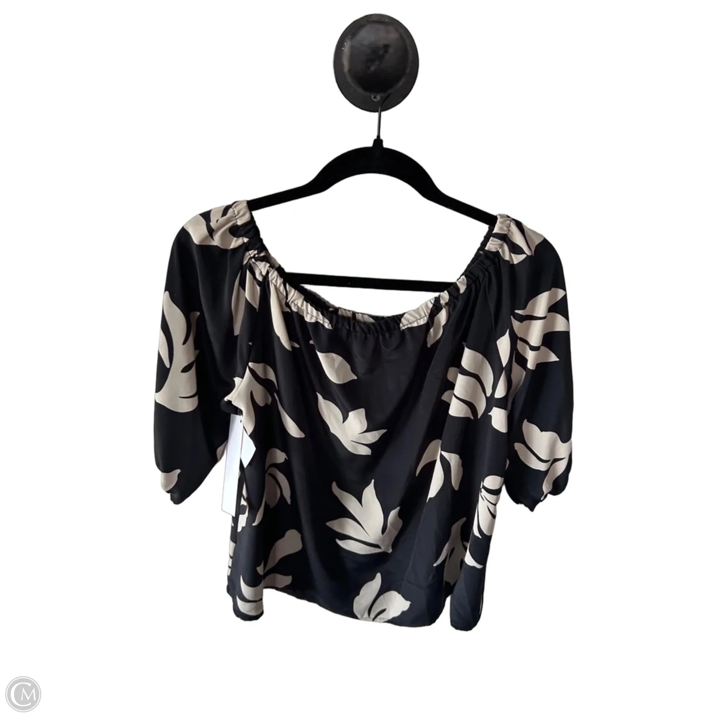 Top 3/4 Sleeve By Loveappella In Black & Cream, Size: M