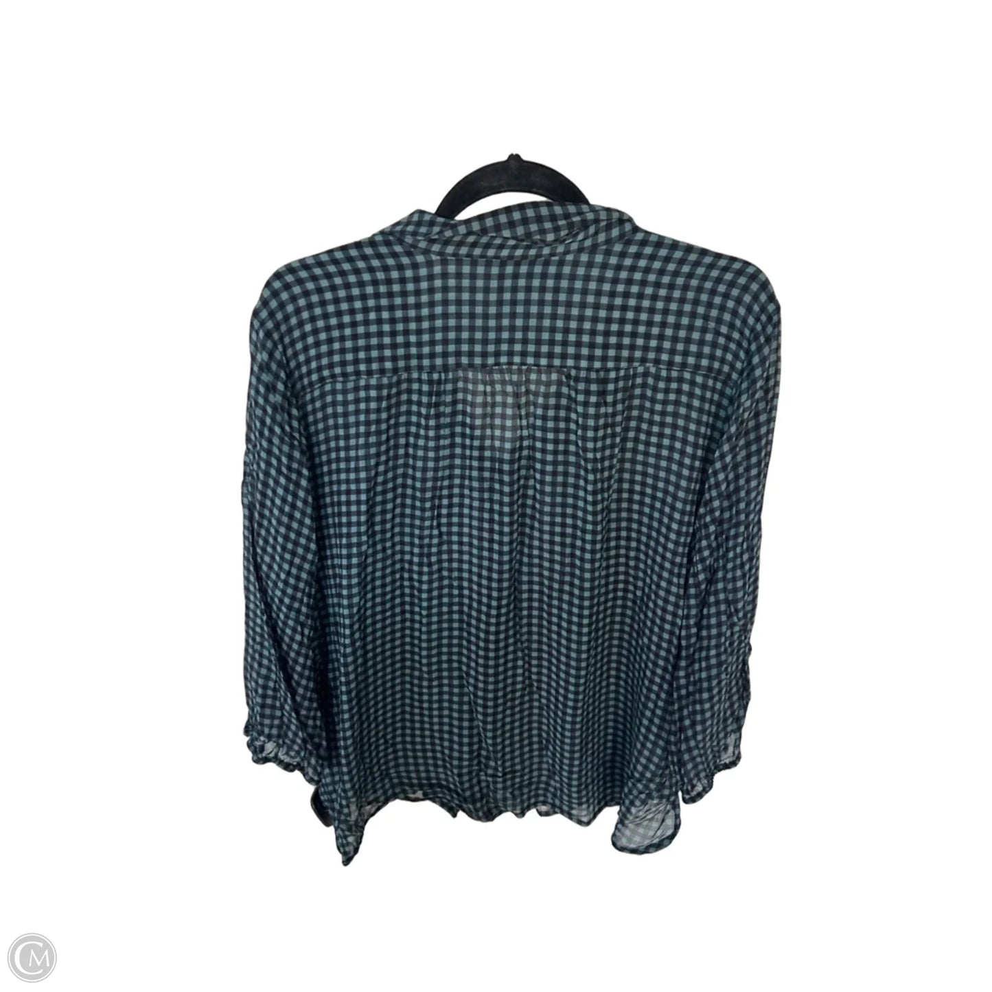 Top Long Sleeve Designer By Johnny Was In Black & Blue, Size: Xl