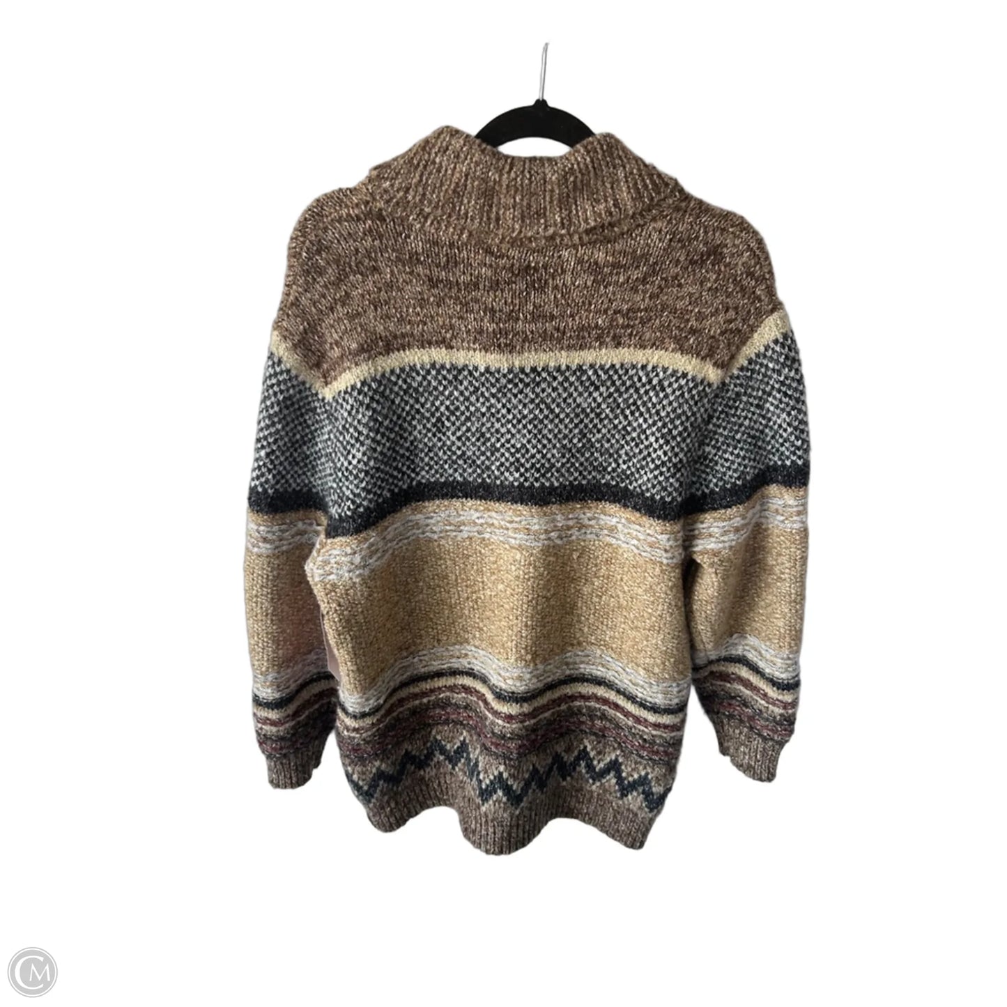 Sweater Cardigan By Cmc In Brown & Tan, Size: M