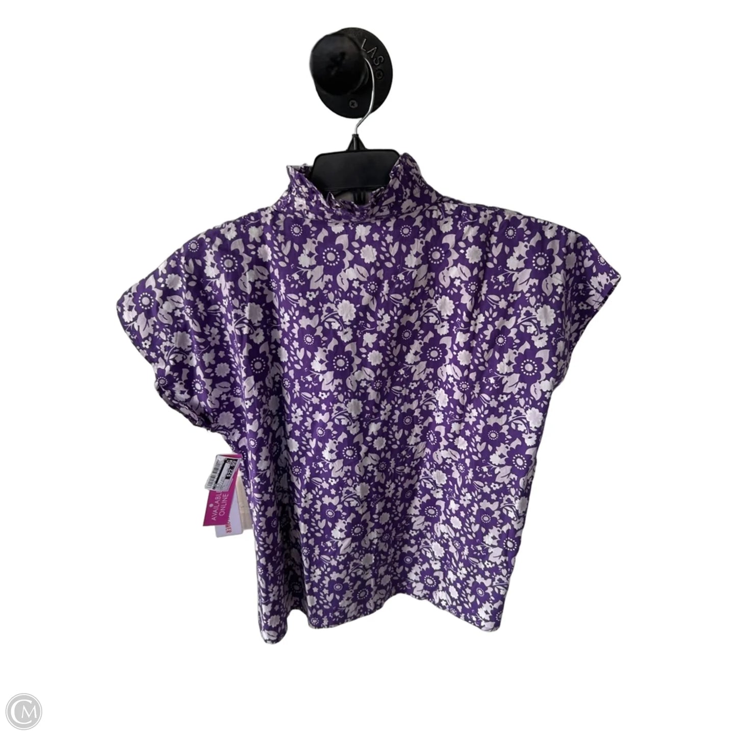 Top Short Sleeve By Cma In Purple & White, Size: L