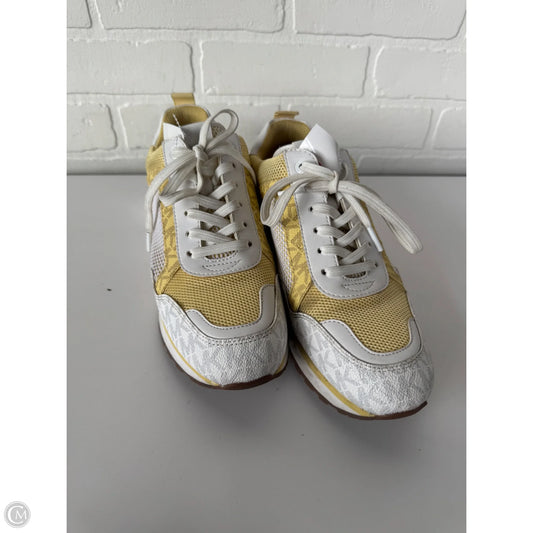 Shoes Sneakers By Michael By Michael Kors In White & Yellow, Size: 8.5