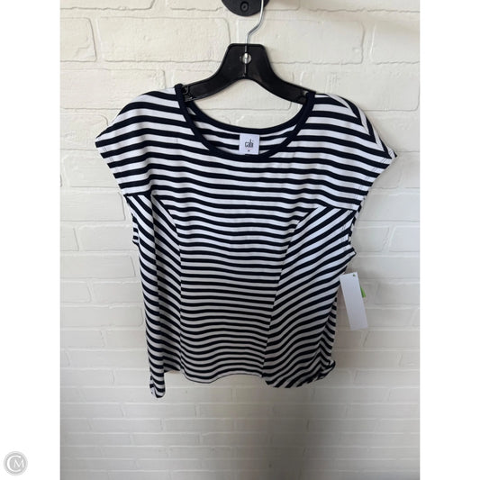 Top Short Sleeve By Cabi In Blue & White, Size: M