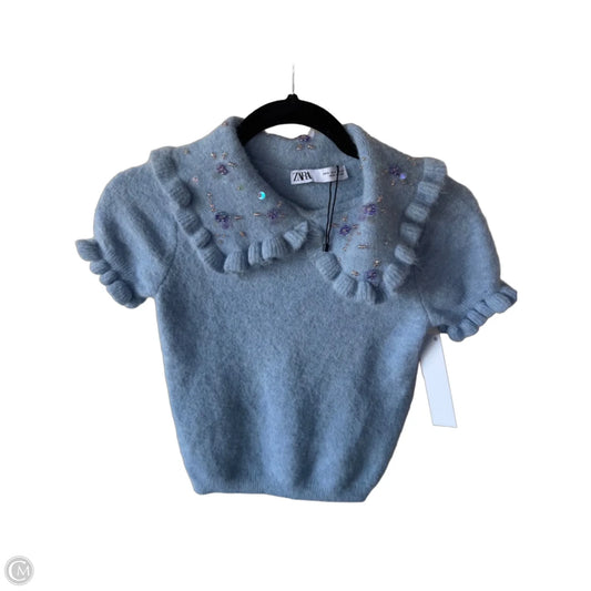 Sweater Short Sleeve By Zara In Blue, Size: S