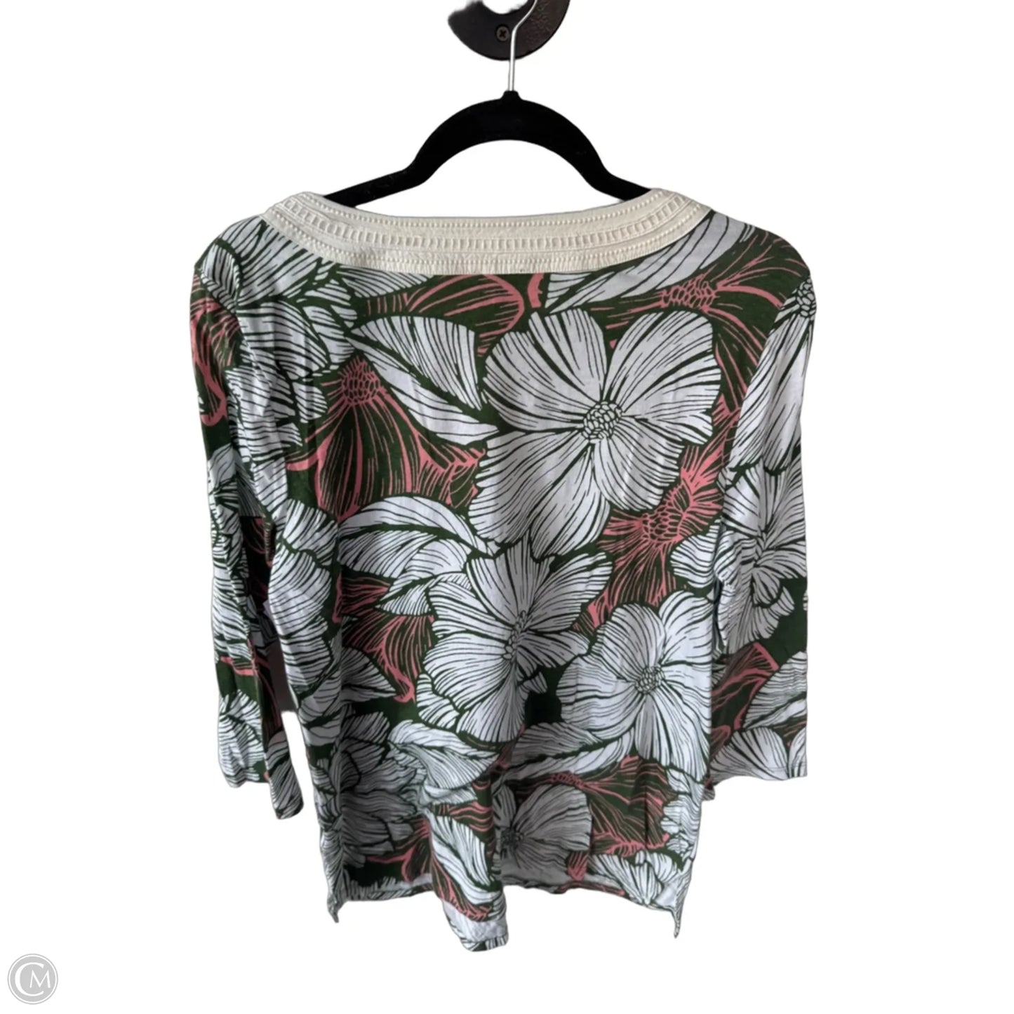 Top 3/4 Sleeve By Talbots In Green & Pink, Size: M