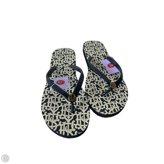 Sandals Designer By Tory Burch In Blue & Cream, Size: 8