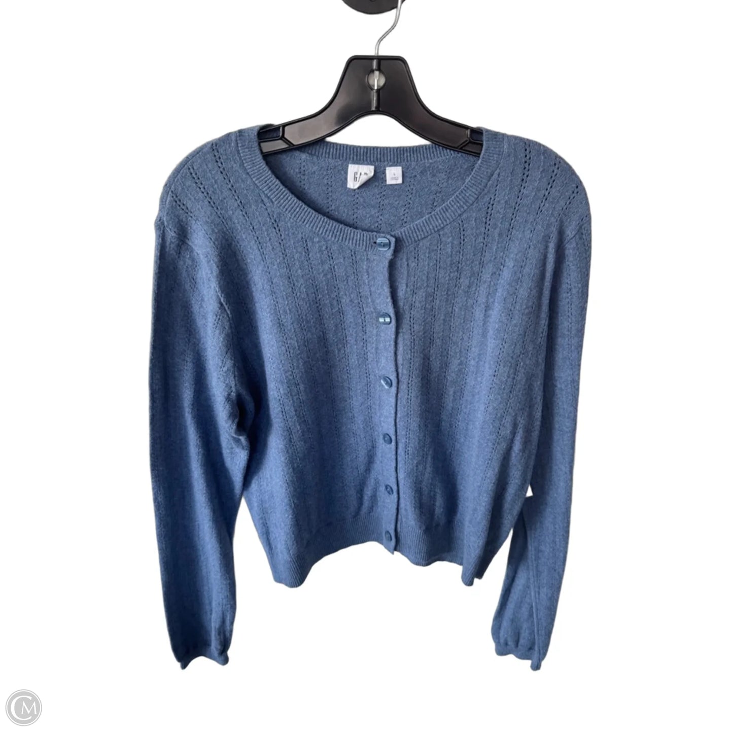Sweater Cardigan By Gap In Blue, Size: L