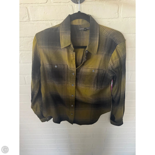 Top Long Sleeve By Banana Republic In Black & Green, Size: S