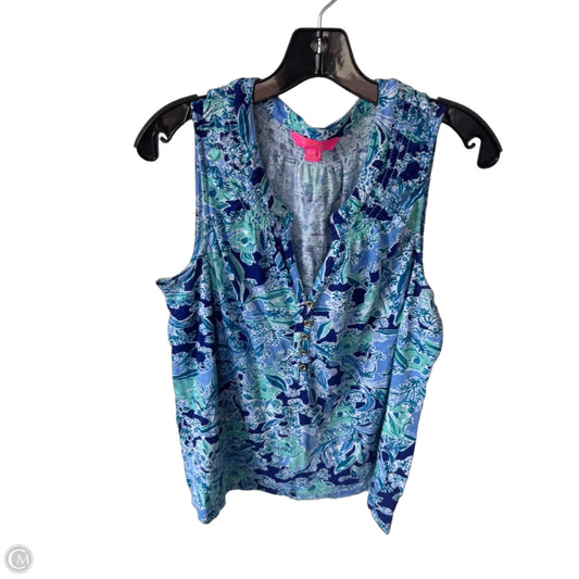 Top Sleeveless Designer By Lilly Pulitzer In Blue & Green, Size: Xl