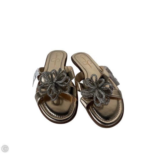 Sandals Flats By Jessica Simpson In Gold & White, Size: 8