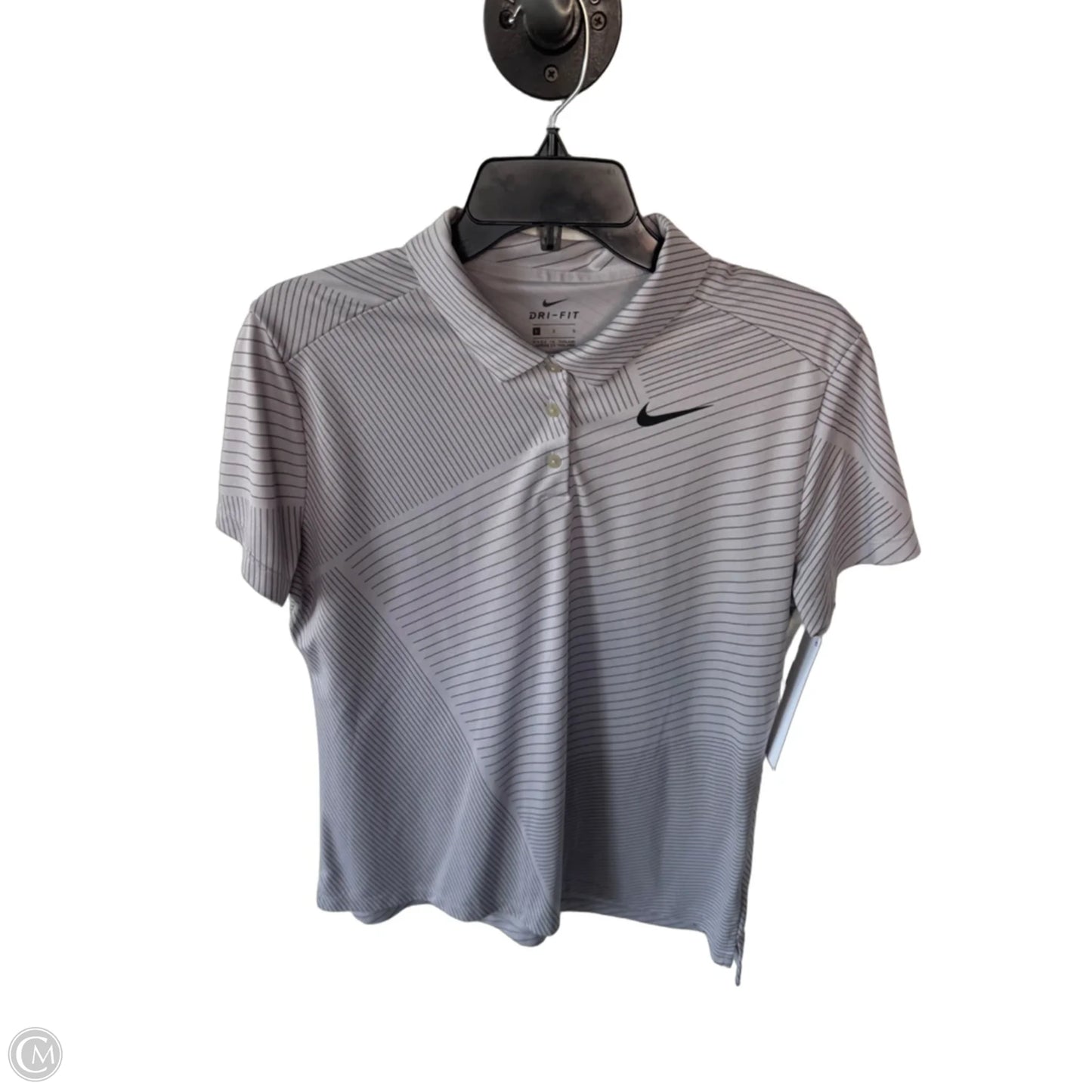 Athletic Top Short Sleeve By Nike In Grey, Size: L