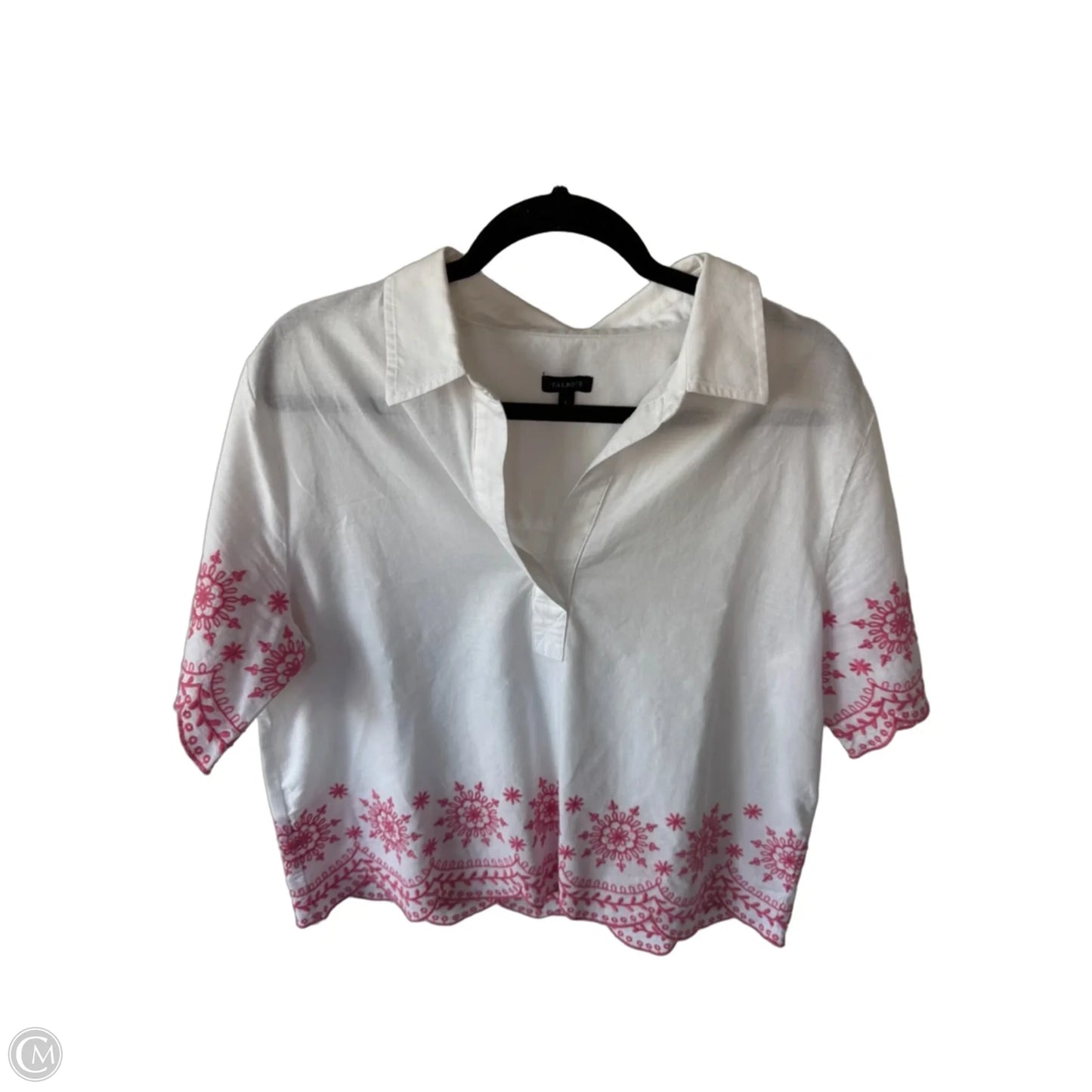 Top Short Sleeve By Talbots In White, Size: L