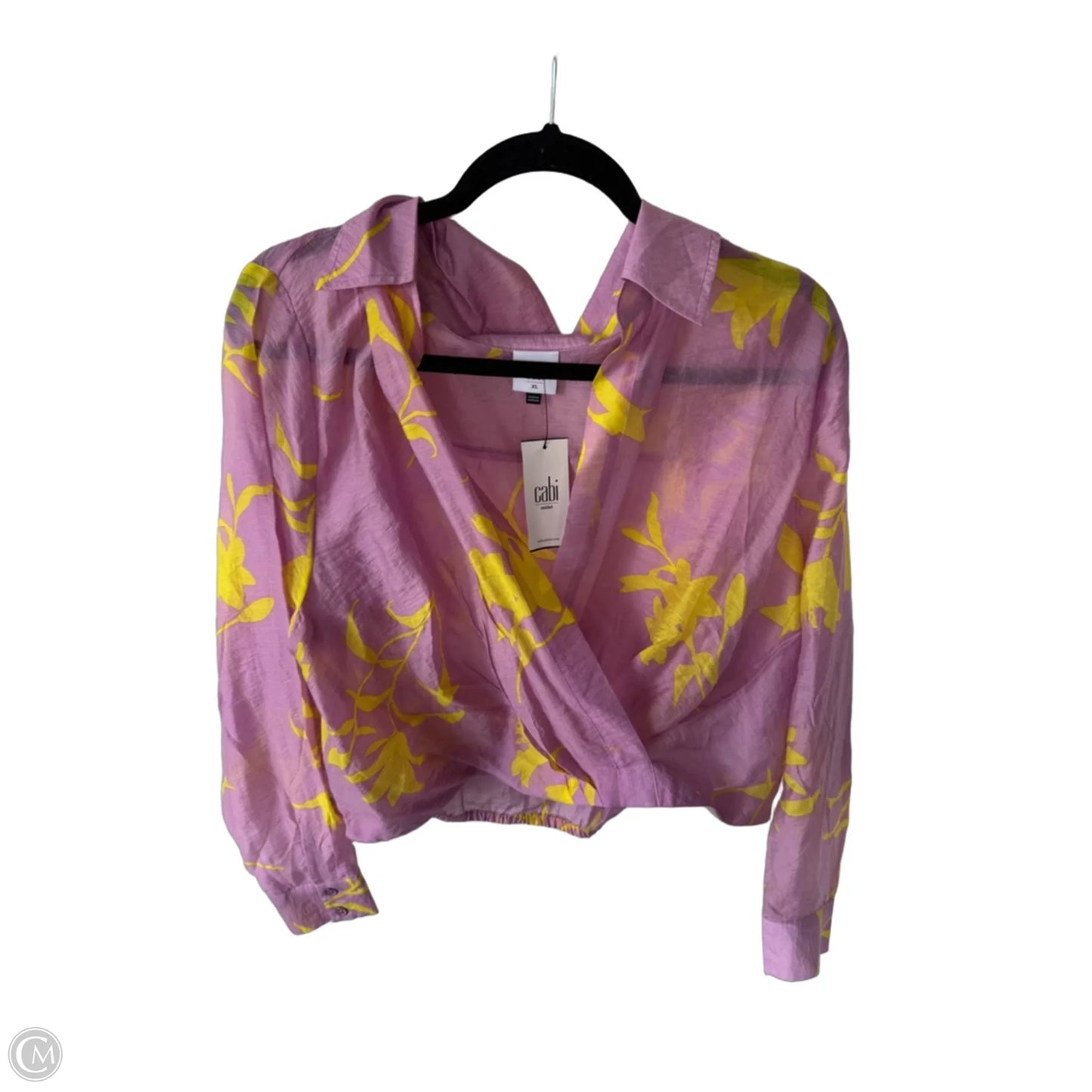 Top Long Sleeve By Cabi In Purple & Yellow, Size: Xl
