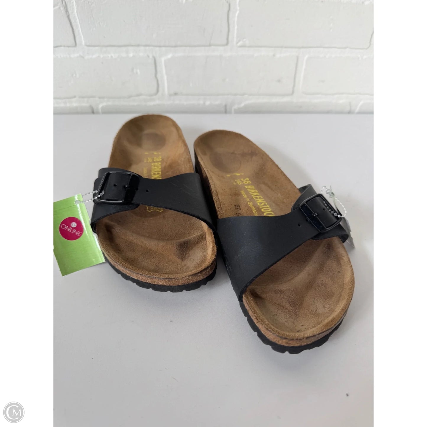 Sandals Flats By Birkenstock In Black & Brown, Size: 7