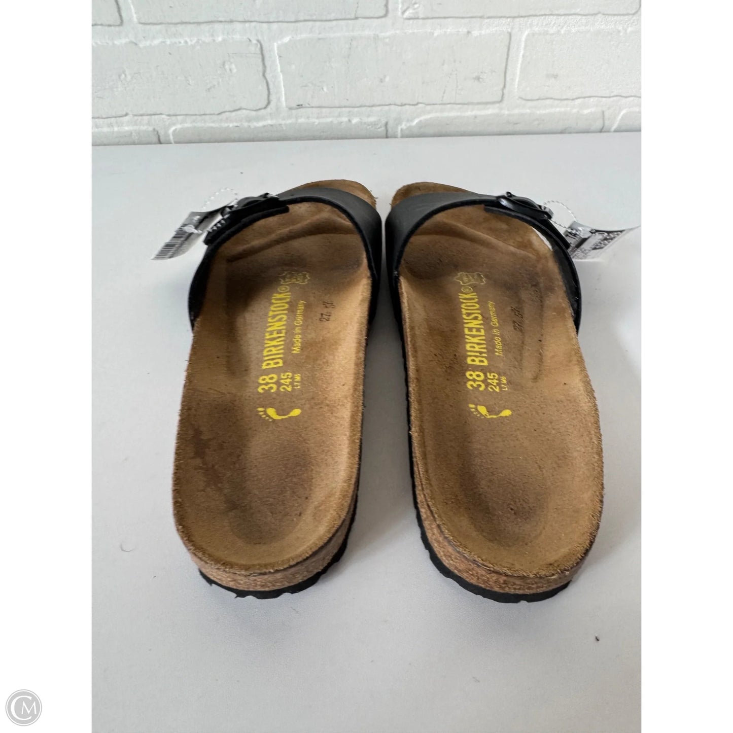 Sandals Flats By Birkenstock In Black & Brown, Size: 7